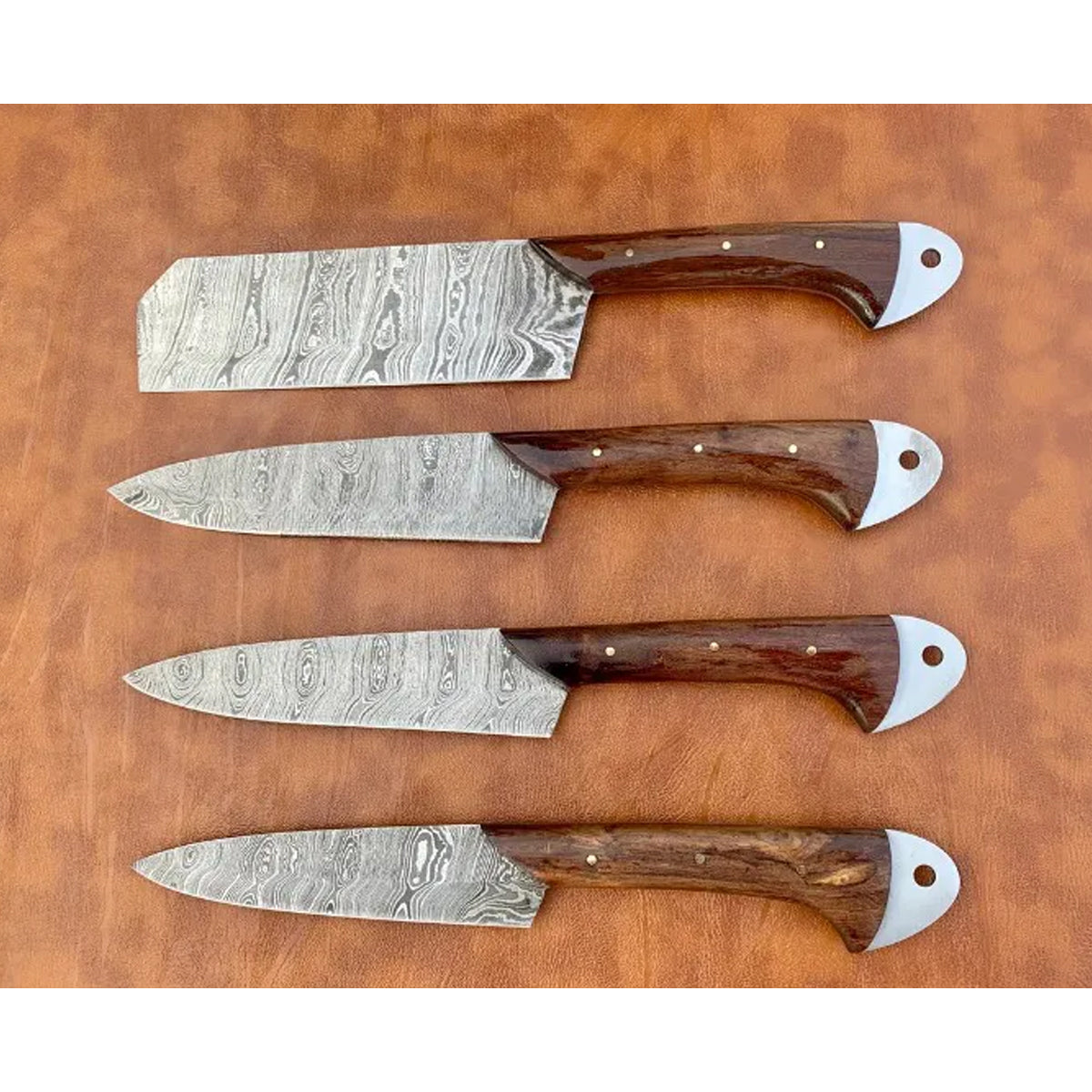 Set of 4 Dana Chef Knife with Leather Roller - Notbrand