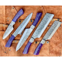 Set of 5 Professional Japanese Etched Kitchen Knives - Notbrand