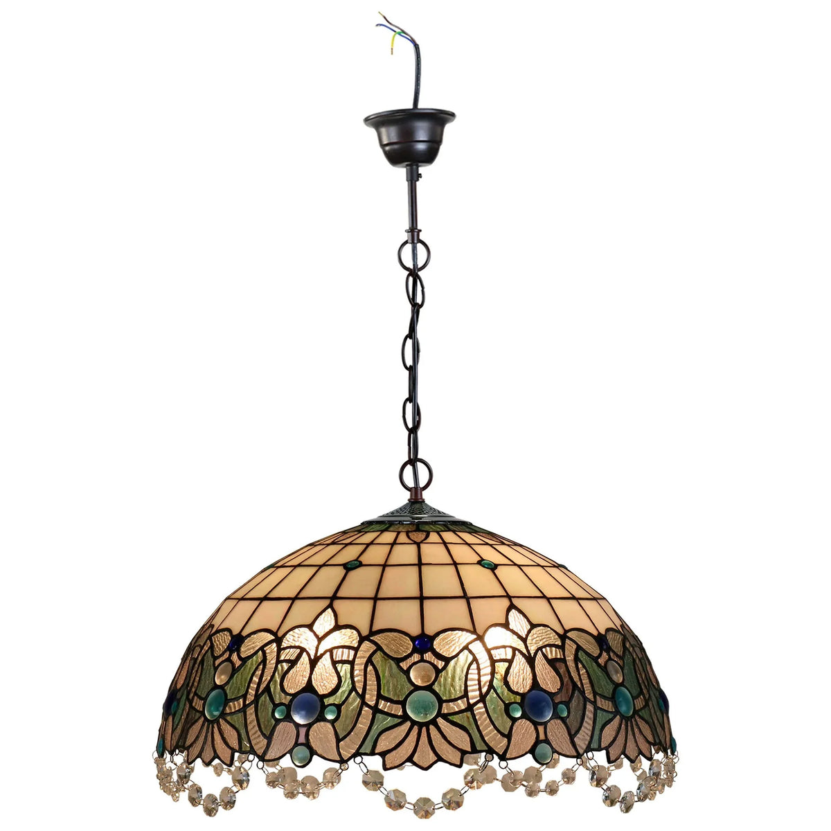 Shelby Tiffany Style Pendant Lamp - Teal & White - Notbrand
