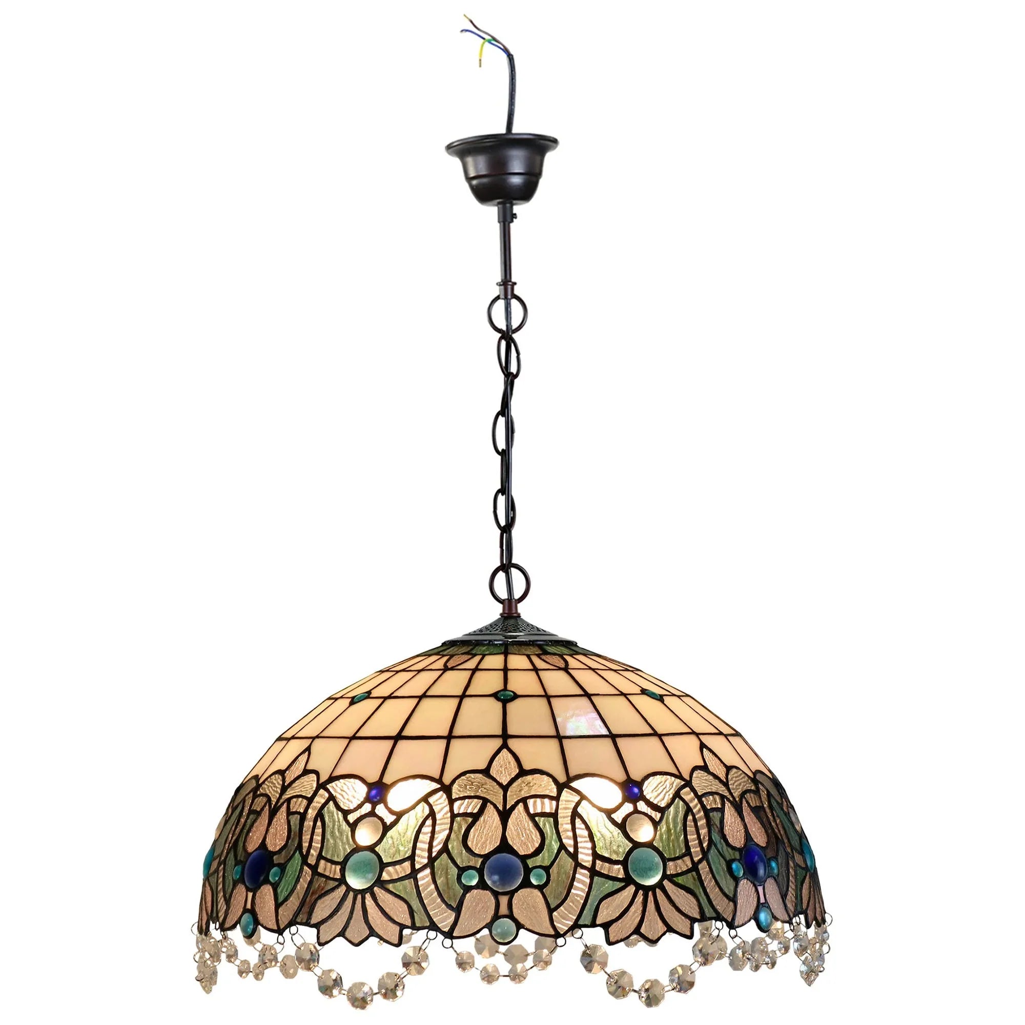 Shelby Tiffany Style Pendant Lamp - Teal & White - Notbrand