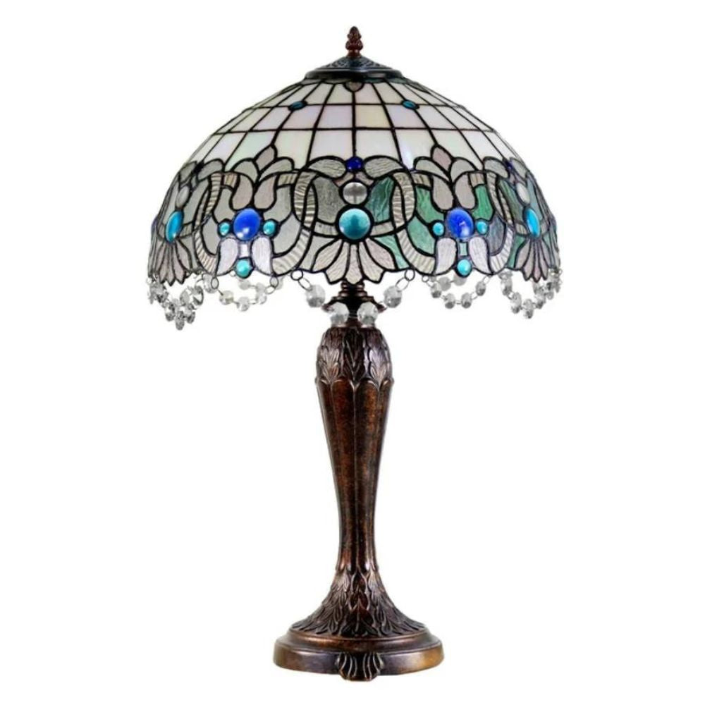 Shelby Tiffany Style Table Lamp in Teal - Large - Notbrand