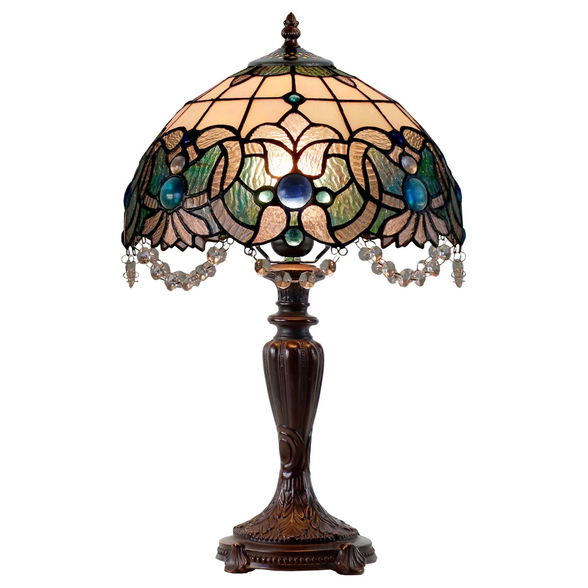 Shelby Tiffany Style Table Lamp in Teal - Medium - Notbrand