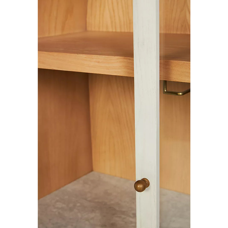 Simano Hardwood Glass Door Bar Cabinet - Warm White - Notbrand