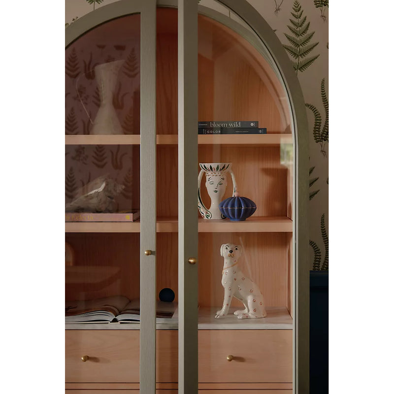 Simano Hardwood Glass Door Storage Cabinet - Sage - Notbrand