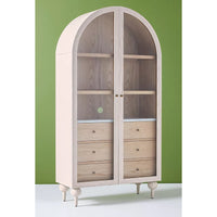Simano Hardwood Glass Door Storage Cabinet - Warm White - Notbrand