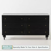 Simano Wood and Marble 6 Drawer Dresser - Black - Notbrand