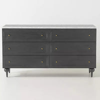 Simano Wood and Marble 6 Drawer Dresser - Grey - Notbrand