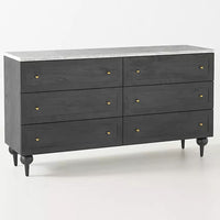Simano Wood and Marble 6 Drawer Dresser - Grey - Notbrand