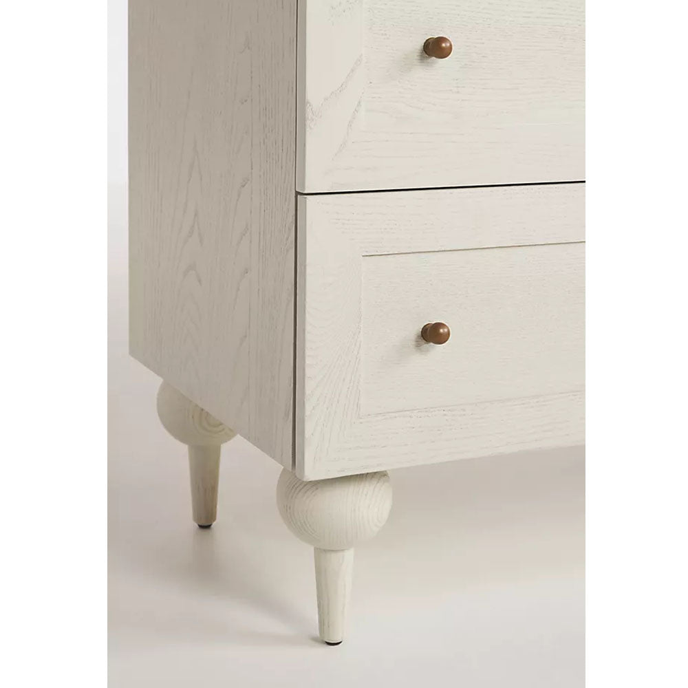 Simano Wood and Marble 6 Drawer Dresser - Warm White - Notbrand