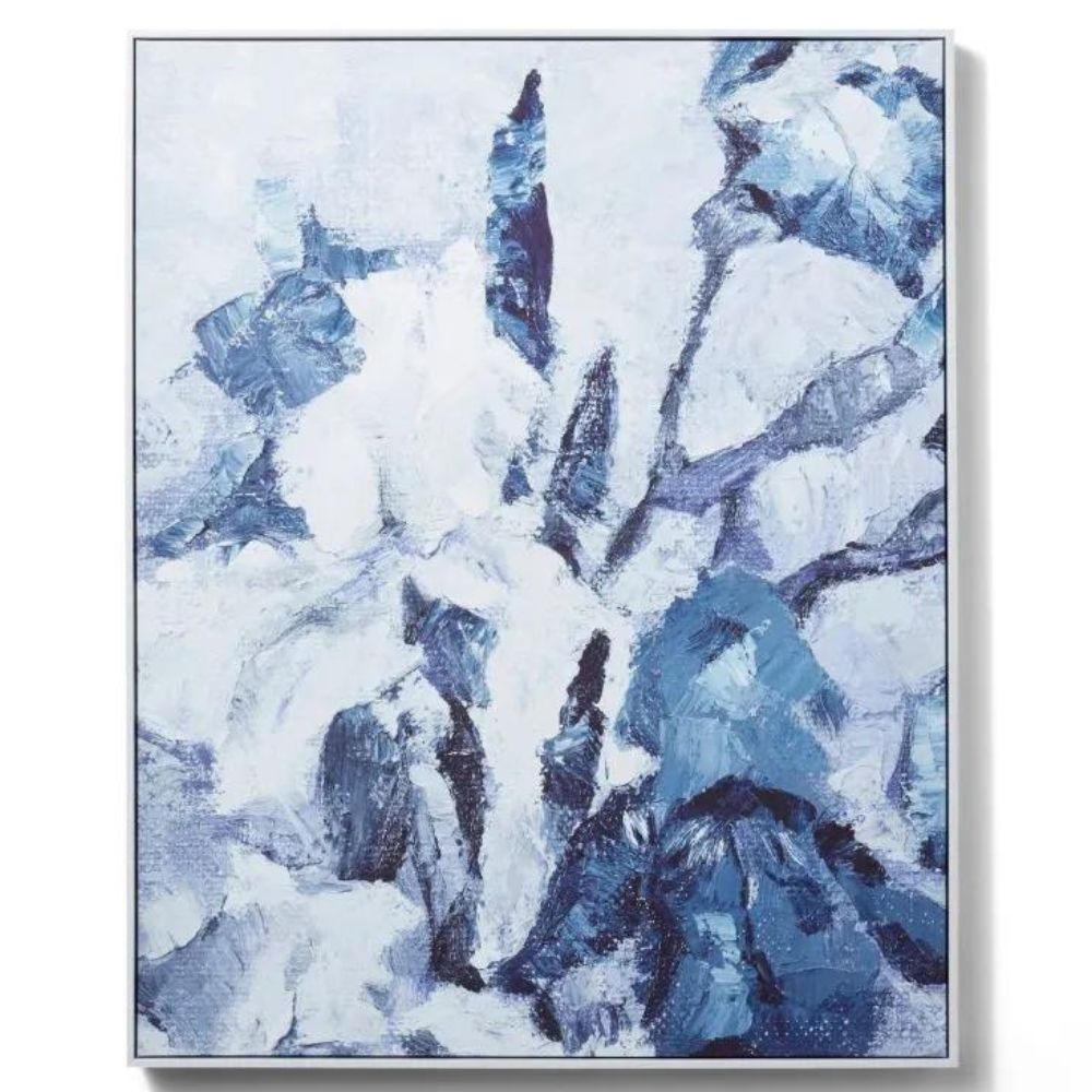 Snowy Canvas Wall Art - Blue & Silver - Notbrand