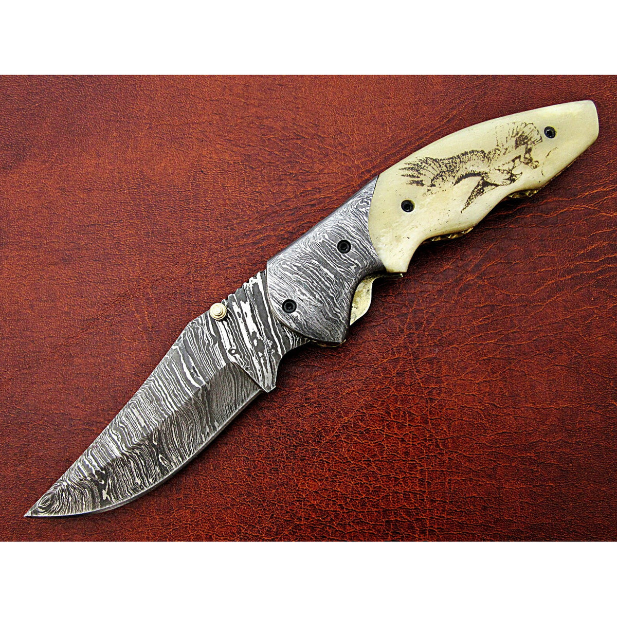 Staix Damascus Steel Hunting Pocket Knife - Notbrand