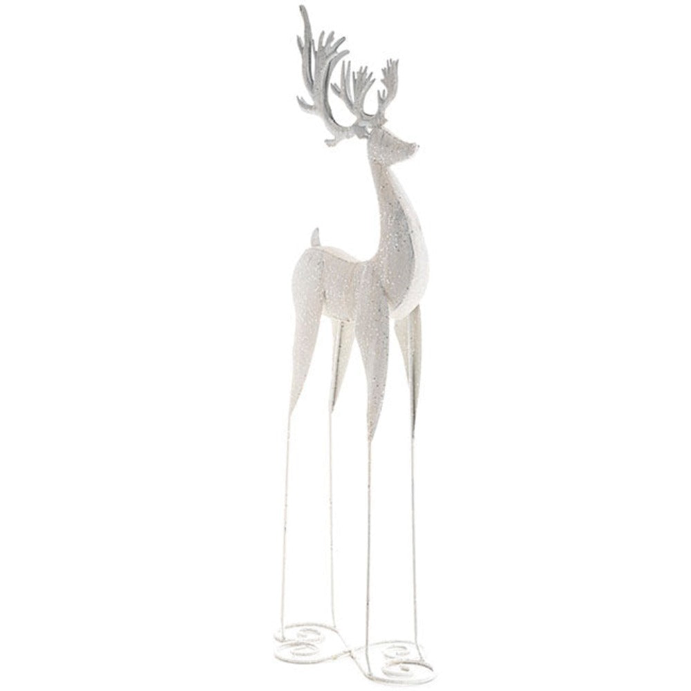 Standing Metal Reindeer - Shimmering White - NotBrand