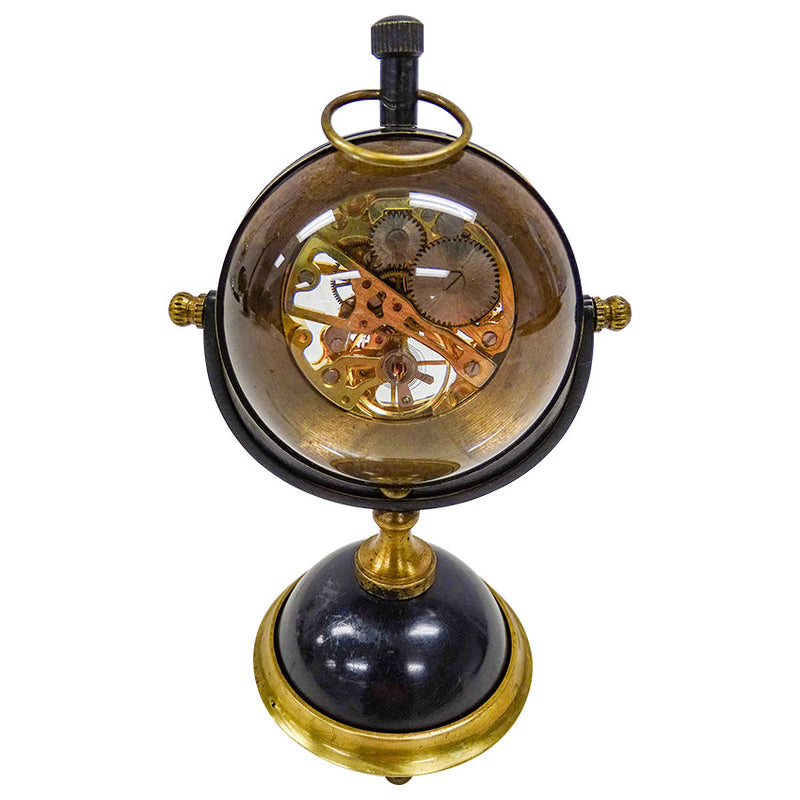 Adam Brass & Glass Desk Clock - Black & Bronze - Notbrand