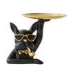 Butler Bulldog Trinket Tray Statue with Pipe - Black - Notbrand