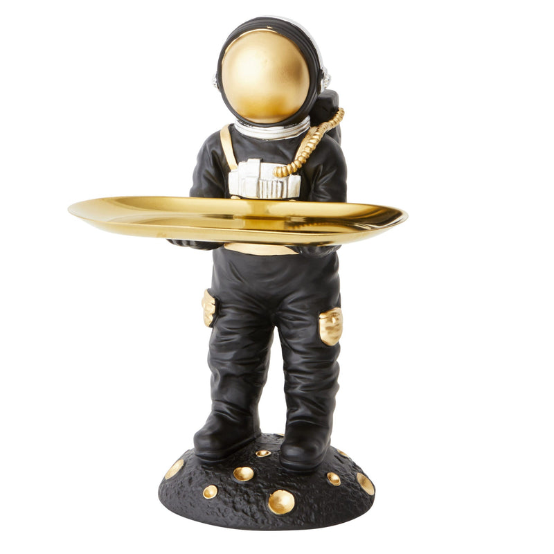 Astronaut Trinket Tray Statue in Brass - Black - Notbrand