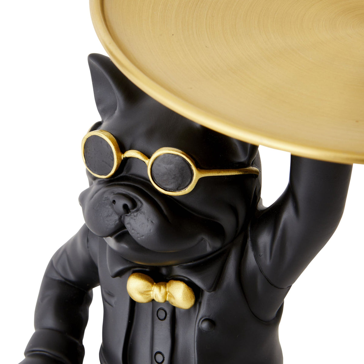 Butler Bulldog Trinket Tray Statue with Umbrella - Black - Notbrand