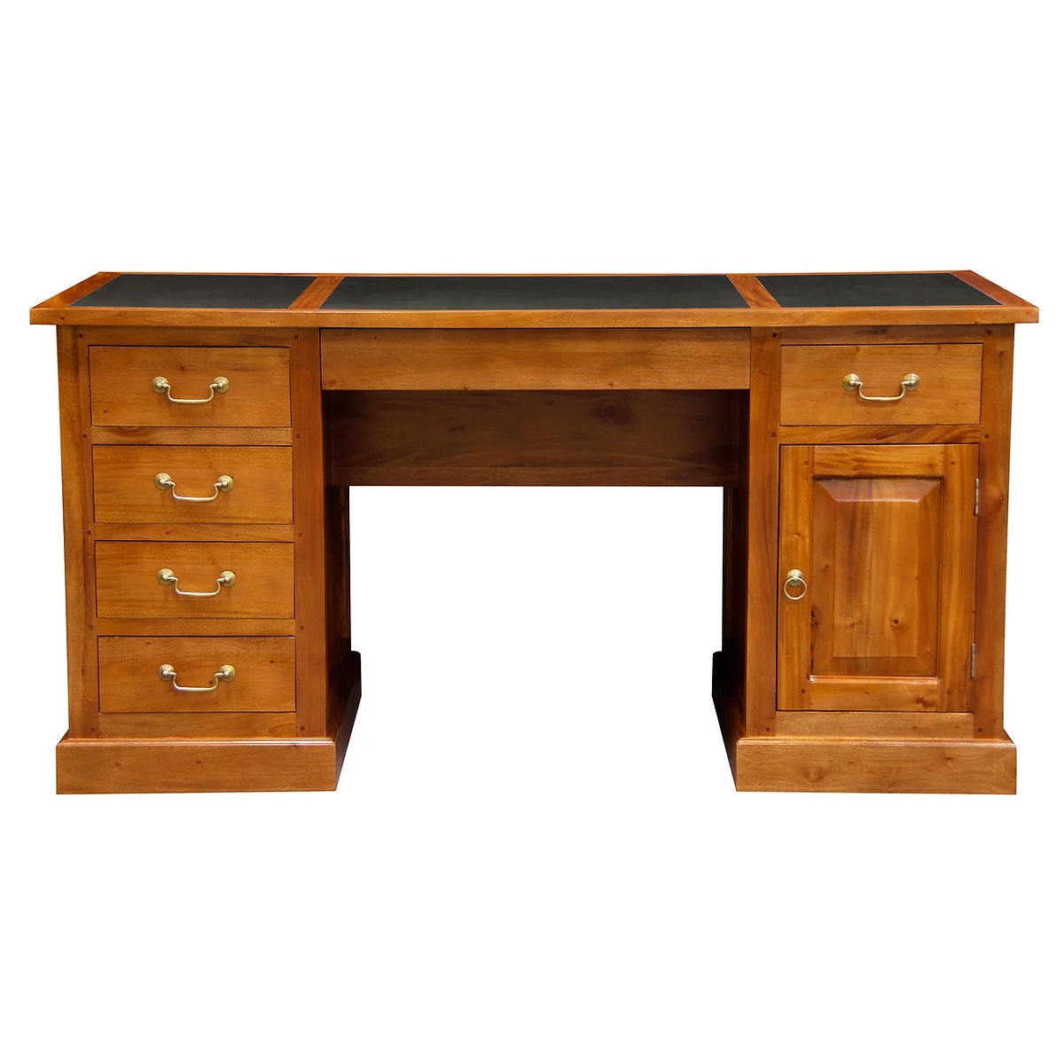 Tasmania Timber Desk with Faux Leather Top - Light Pecan - Notbrand