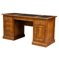 Tasmania Timber Desk with Faux Leather Top - Light Pecan - Notbrand