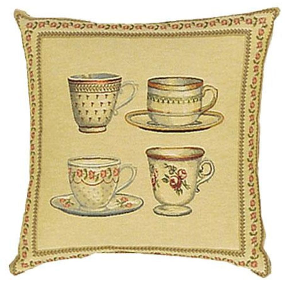 Tea Cups Square Cushion - NotBrand