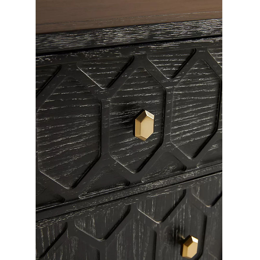 Zawio Textured Trellis 4 Drawer 4 Door Buffet - Black - Notbrand