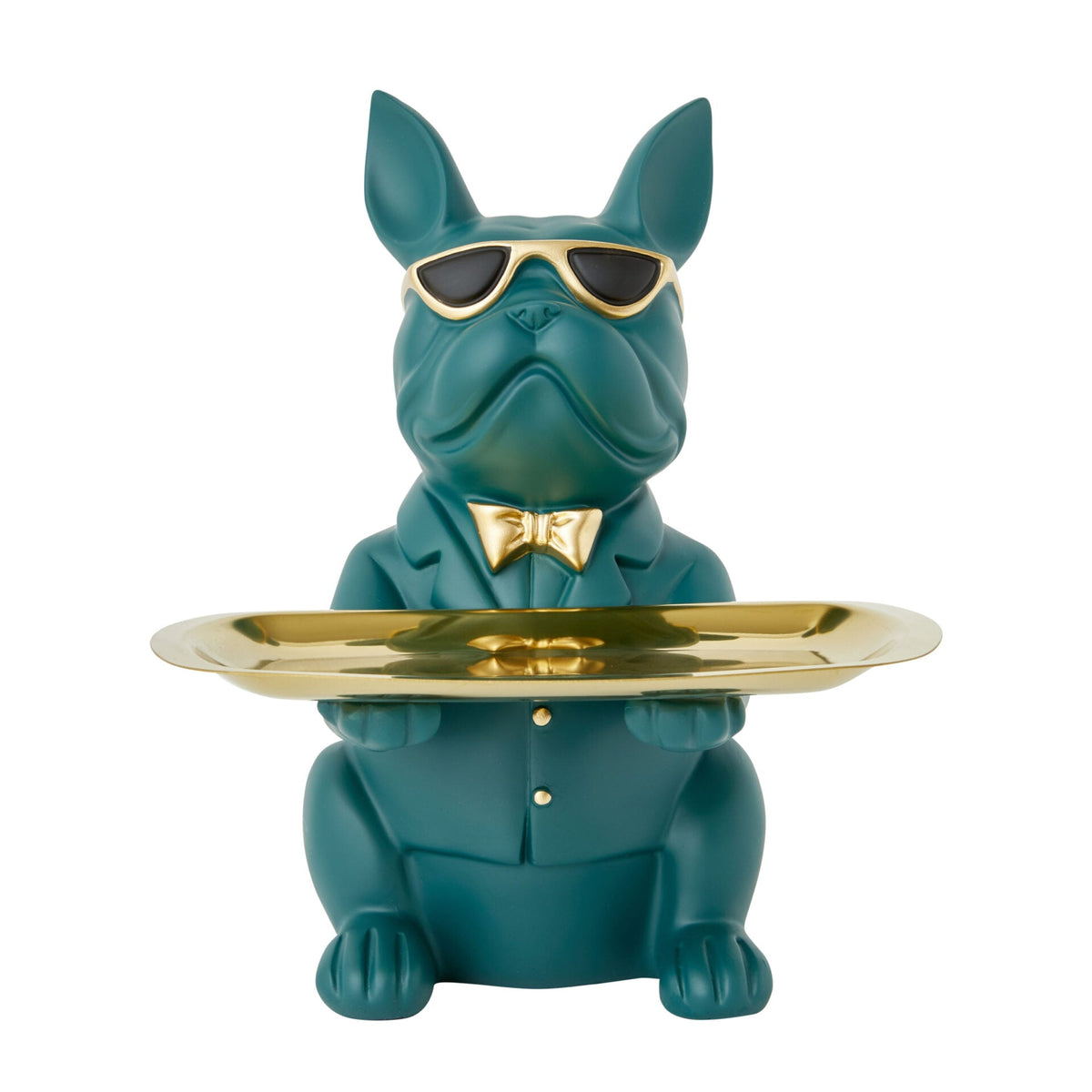 Butler Bulldog Statue with Rectangle Tray - Green - Notbrand