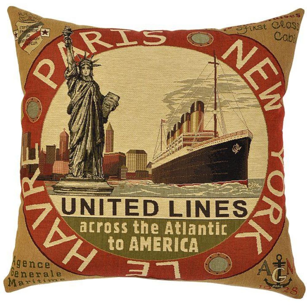 Transatlantic Lines Cushion - Red - NotBrand