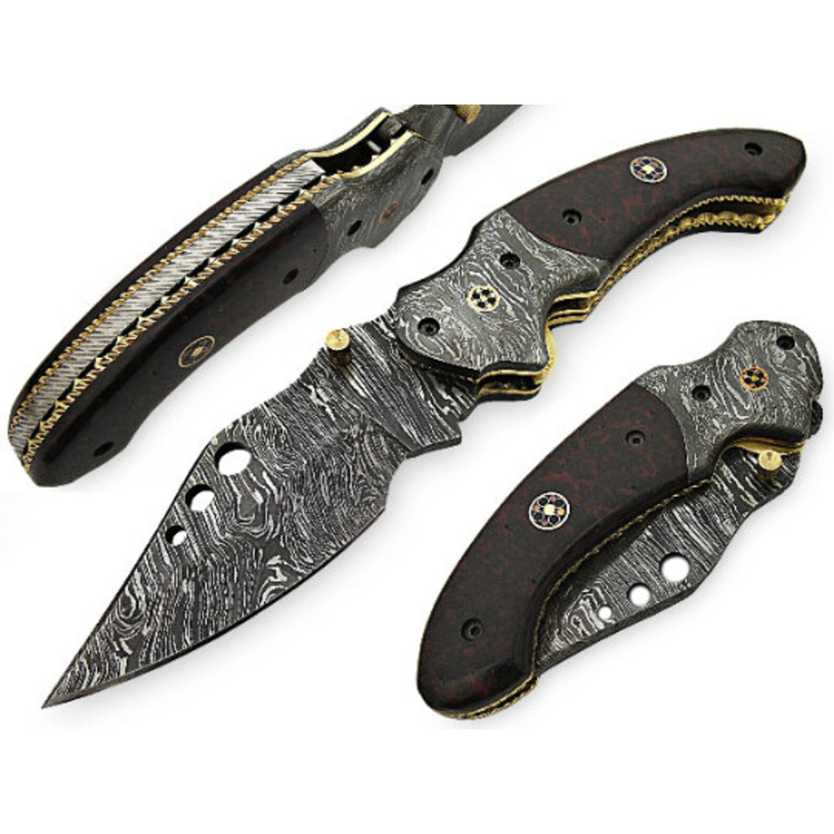 Trexal Damascus Steel Foldable Pocket Knife Black - Notbrand