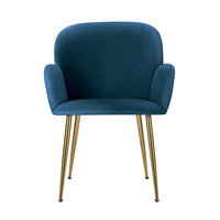 Artiss Kynsee Dining Armchair in Upholstered Velvet Blue - Set of 2 - Notbrand