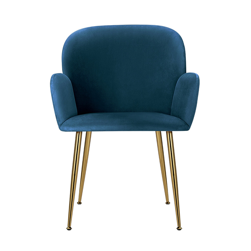 Artiss Kynsee Dining Armchair in Upholstered Velvet Blue - Set of 2 - Notbrand