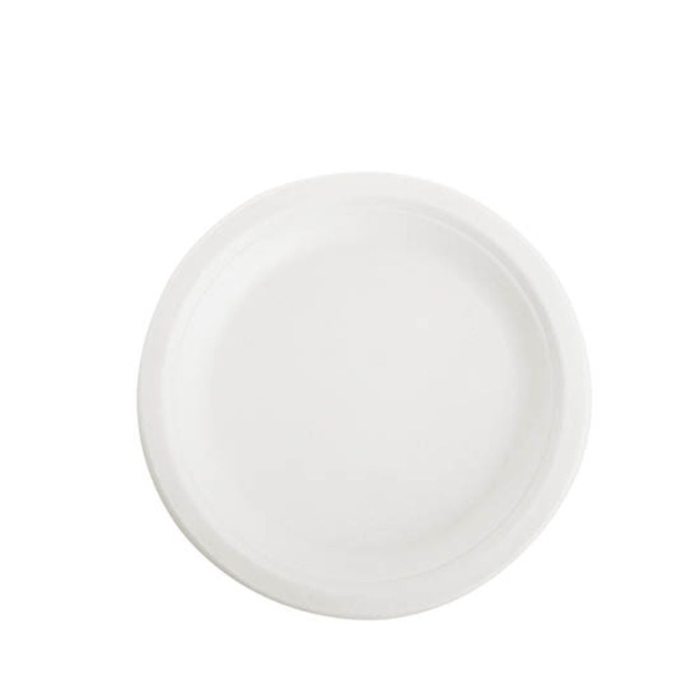 Pack of 100 Sugarcane Lunch Plate - White - Notbrand