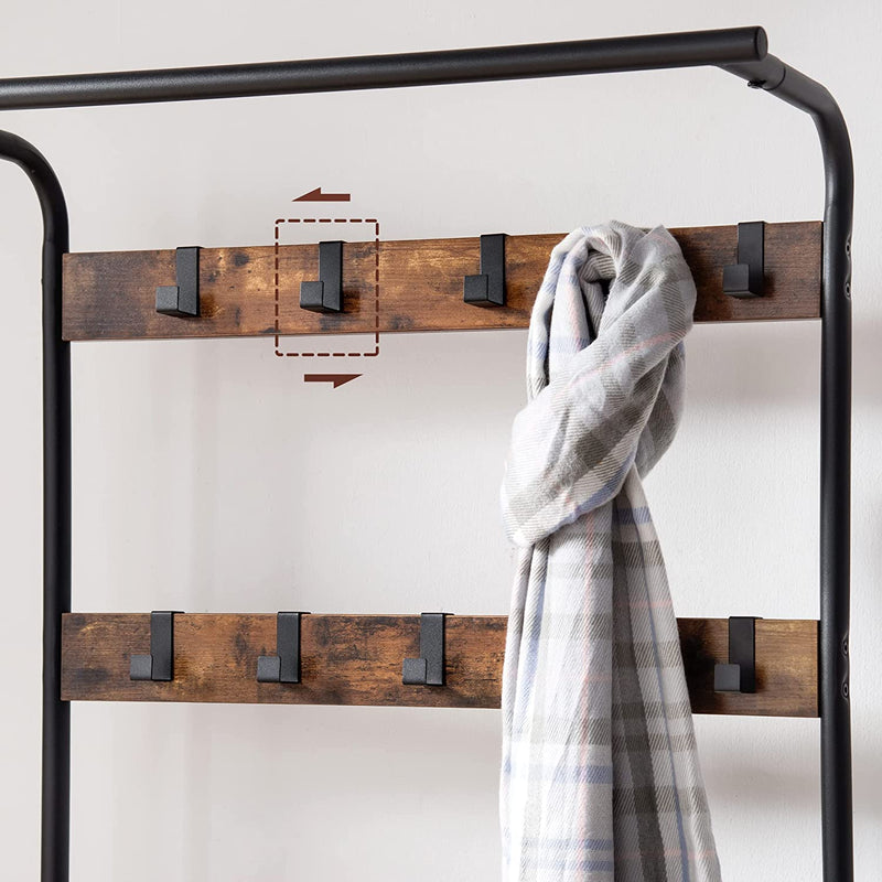 Lecoi Coat & Shoe Rack with Bench - Metal Frame - Notbrand