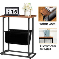 Lecoi Side Table with Magazine Holder - Rustic Brown & Black - Notbrand