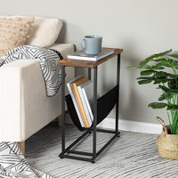 Lecoi Side Table with Magazine Holder - Rustic Brown & Black - Notbrand