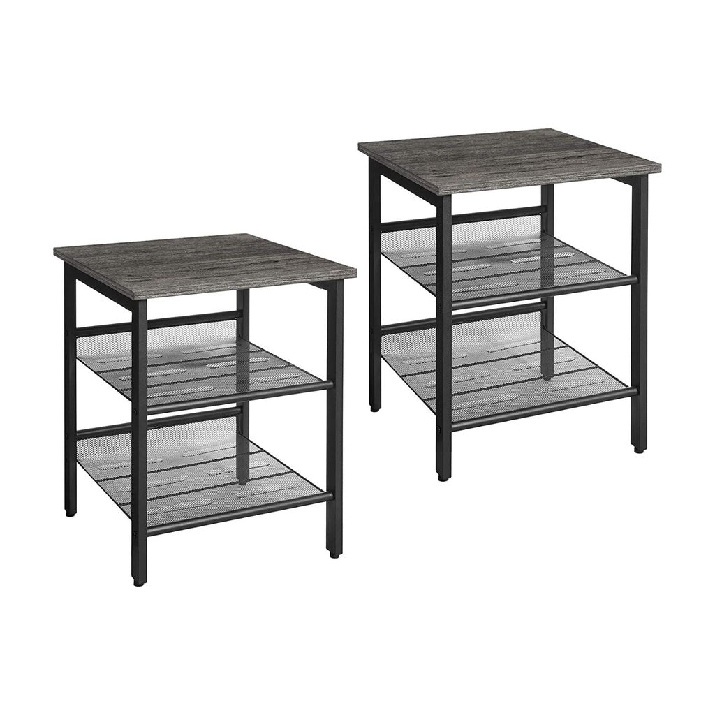 Vasagle Adjustable Mesh Shelves Side Table in Charcoal Gray & Black - Set of 2 - Notbrand