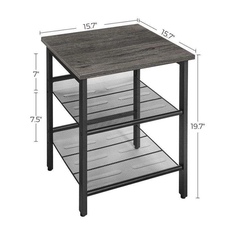 Vasagle Adjustable Mesh Shelves Side Table in Charcoal Gray & Black - Set of 2 - Notbrand