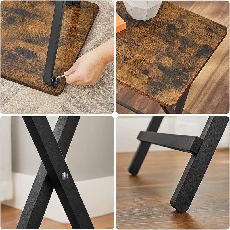 Vasagle Folding Tables in Rustic Brown & Black - Set of 2 - Notbrand
