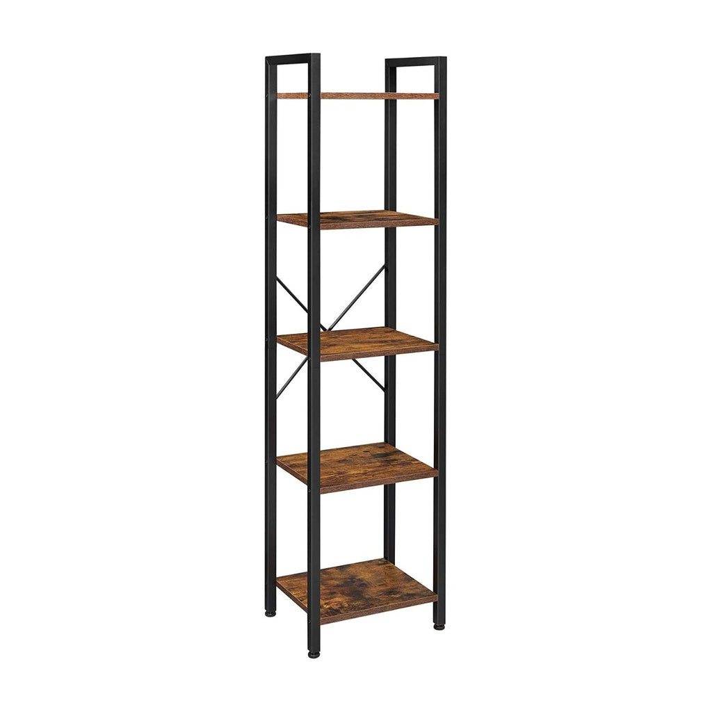Vasagle 5 Tier Bookshelf Storage Rack - Rustic Brown & Black - Notbrand