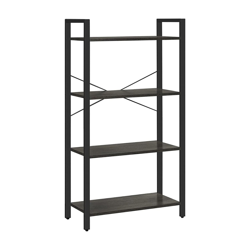 Vasagle 4 Tier Bookshelf Storage Rack - Charcoal Grey & Black - Notbrand