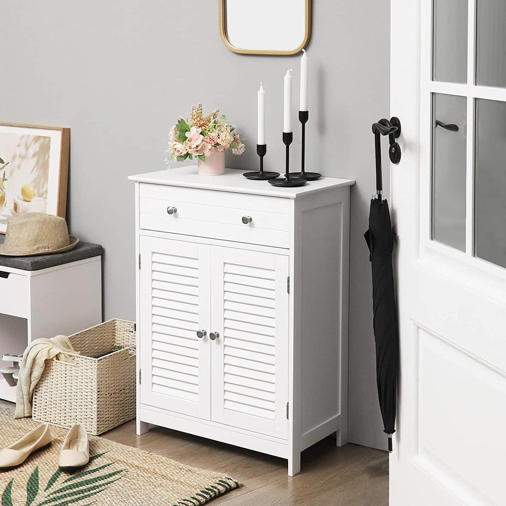 Vasagle 2 Slat Door Cabinet with Drawer - White - Notbrand