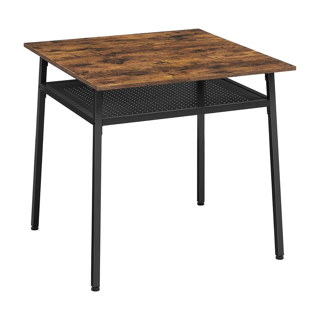 Vasagle  Dining Table with Storage Compartment - Rustic Brown & Black - Notbrand