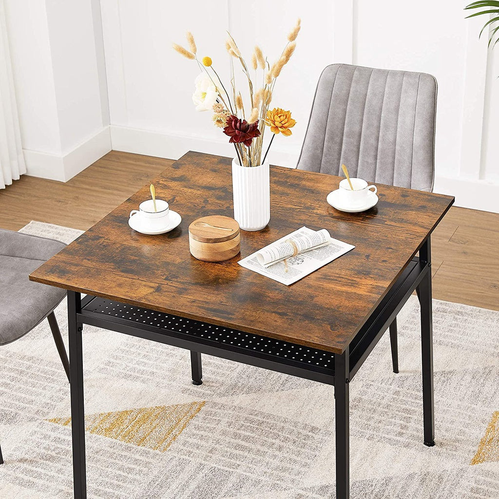 Vasagle  Dining Table with Storage Compartment - Rustic Brown & Black - Notbrand