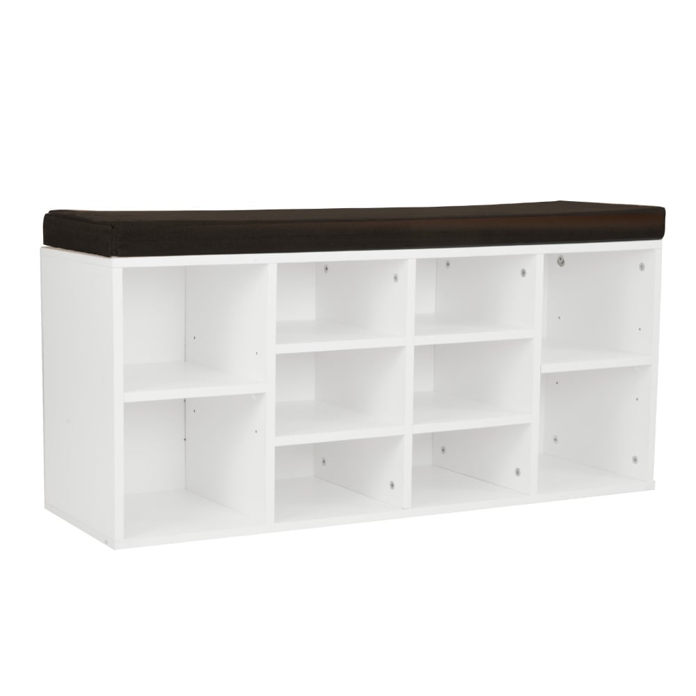 Sarantino Shoe Cabinet with Bench - Brown & White - Notbrand