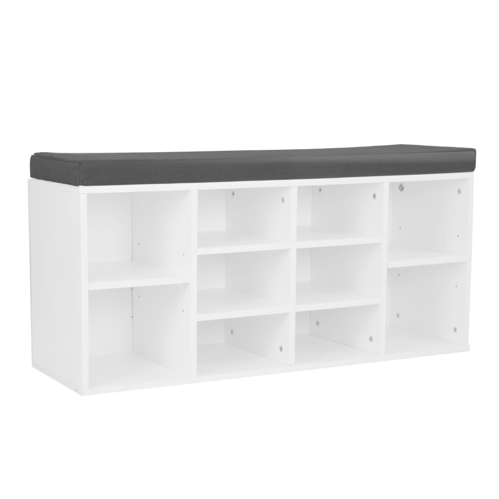 Sarantino Shoe Rack Cabinet Bench - Grey & White - Notbrand