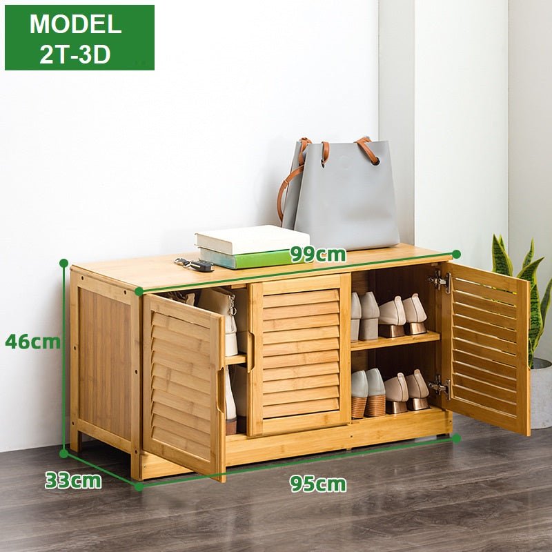 Lecoi Bamboo Shoe Rack with Bench - Natural - Notbrand