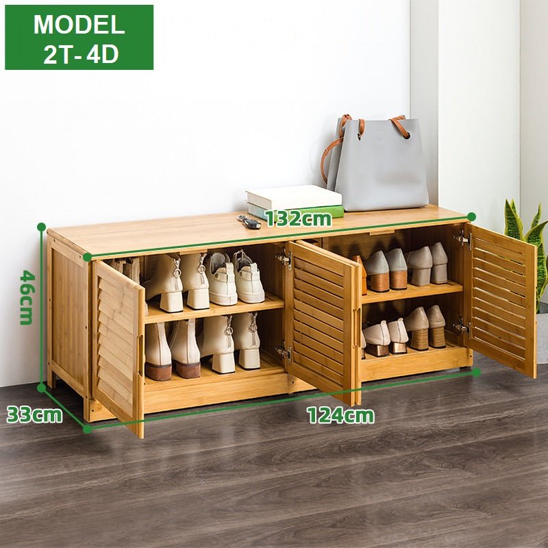 Lecoi Bamboo Shoe Rack with Bench - Natural - Notbrand