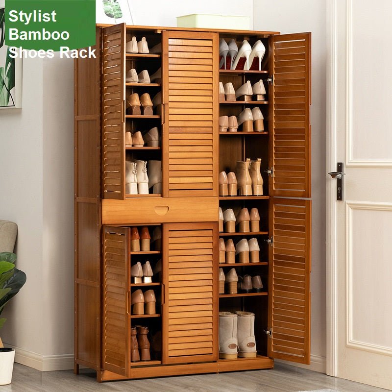 Lecoi 10 Tier Bamboo Storage Shoe Cabinet - Natural - Notbrand