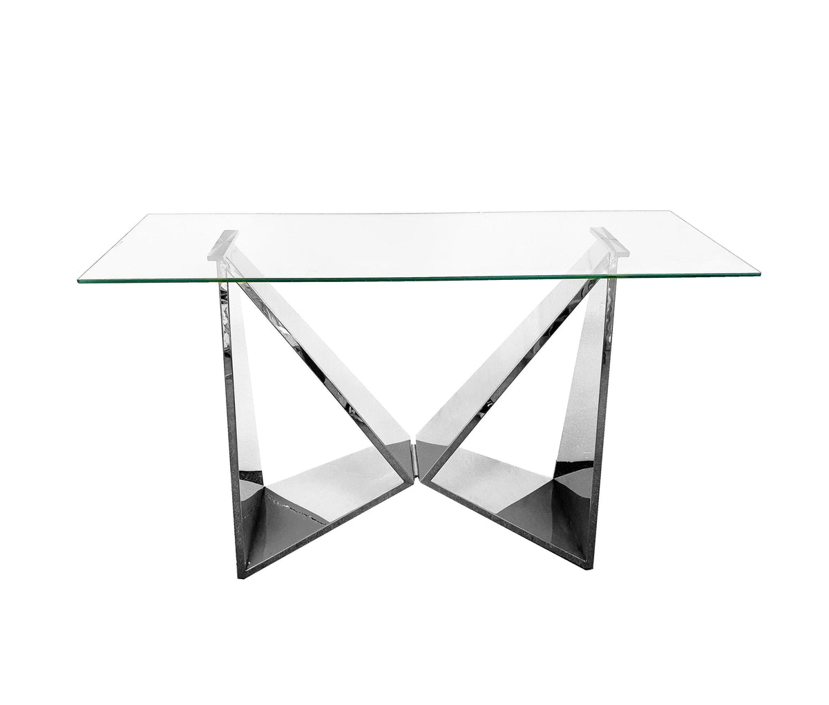 Luxe Console Table with Glass Top - Silver - Notbrand