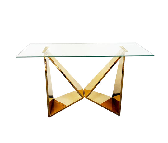 Luxe Console Table with Glass Top - Gold - Notbrand