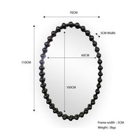 Beaded Oval Mirror in Gloss Black - 110cm - Notbrand