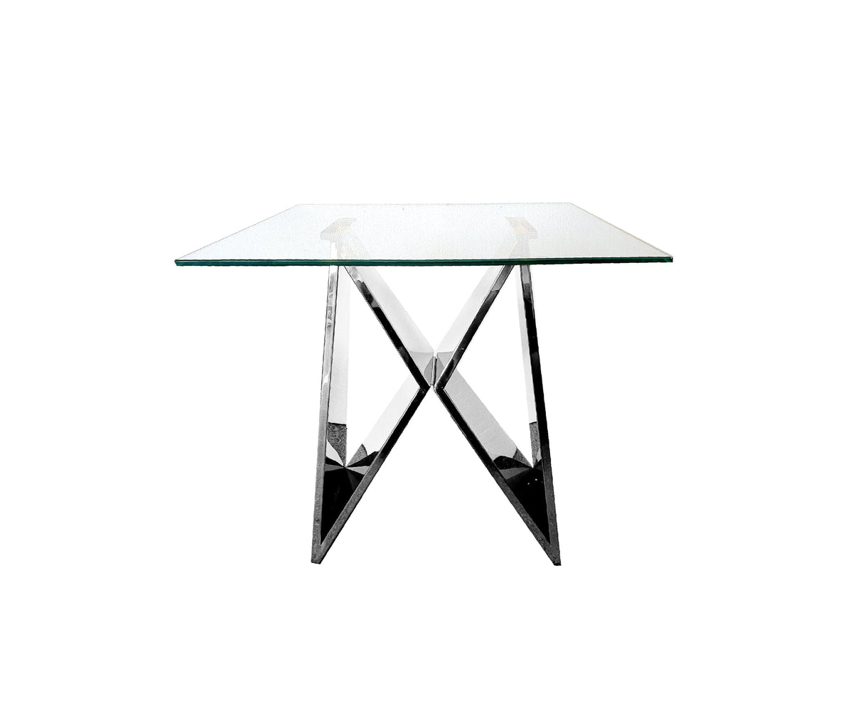 Luxe Stainless Steel Side Table with Glass Top - Silver - Notbrand